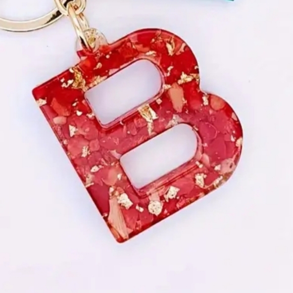 NEW! Resin Letter "B" Initial Keychain Purse 🎒 🚗 Charm w/ Fruit & Tassel - Picture 4 of 6